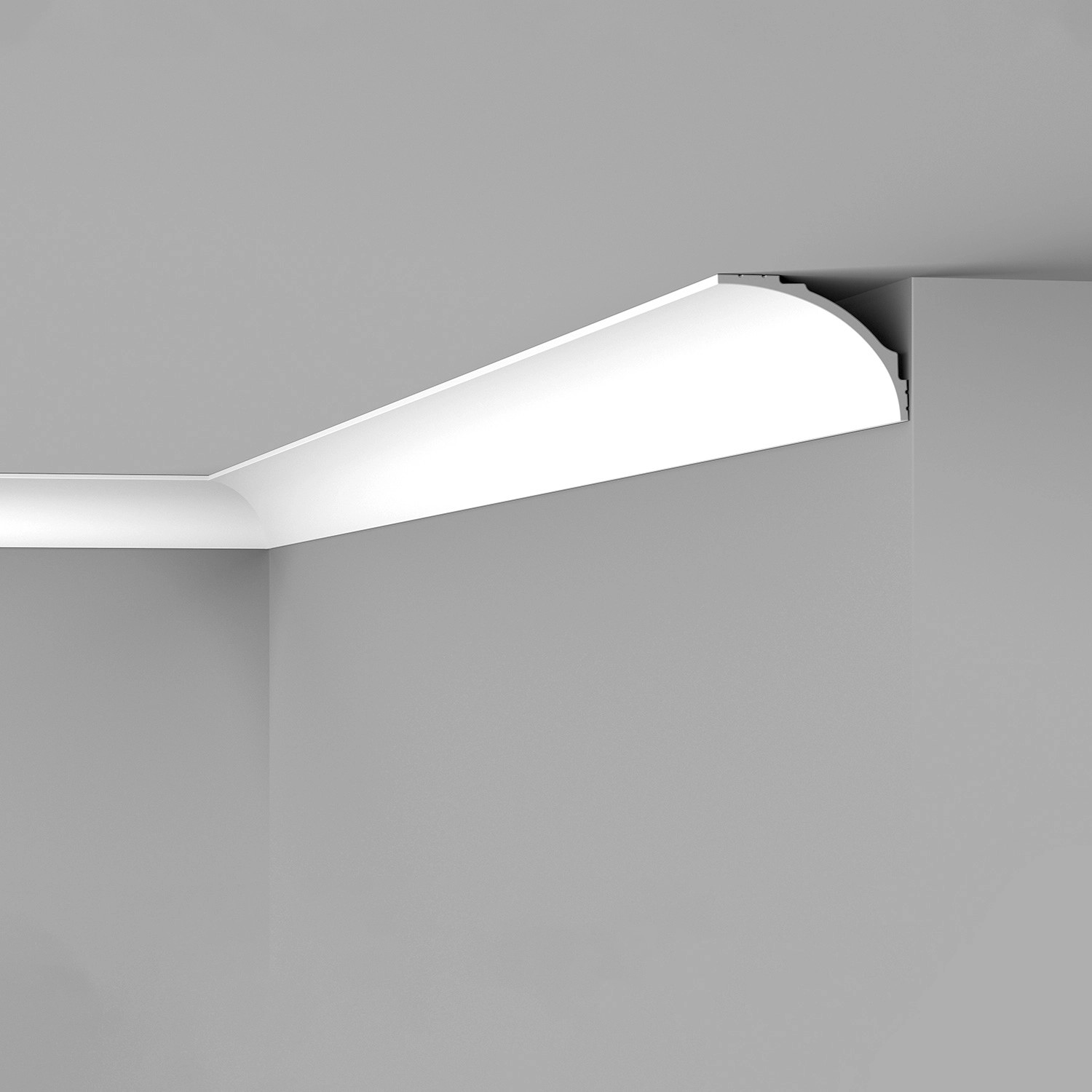 Graue NOEL & MARQUET Eckleiste IL18 WALLSTYL für indirekte Beleuchtung im Raum.