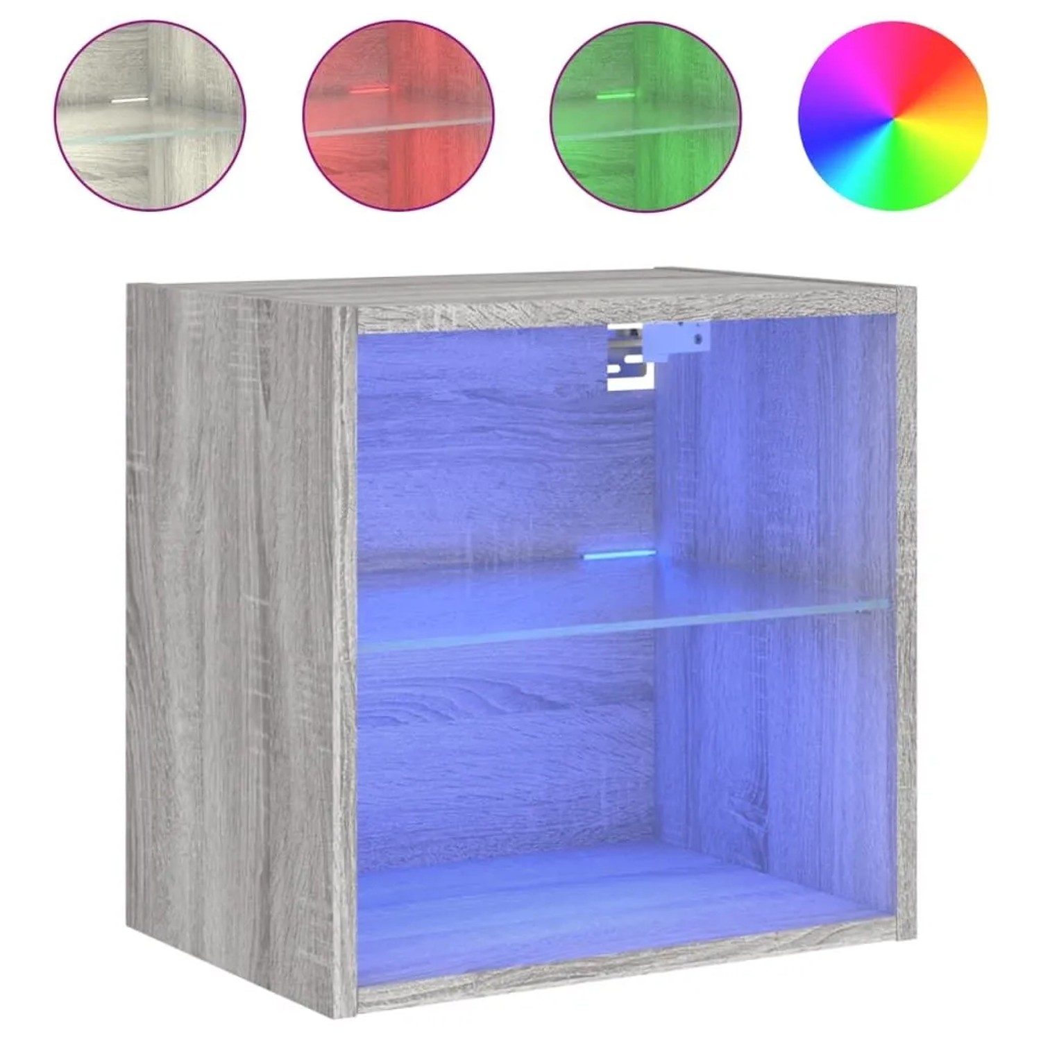 vidaXL Wand-Nachttisch mit LED-Leuchten Grau Sonoma 837074