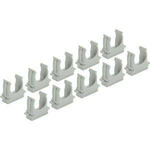 10 graue Klemmschellen EN 20 zur Befestigung von Leerrohren.