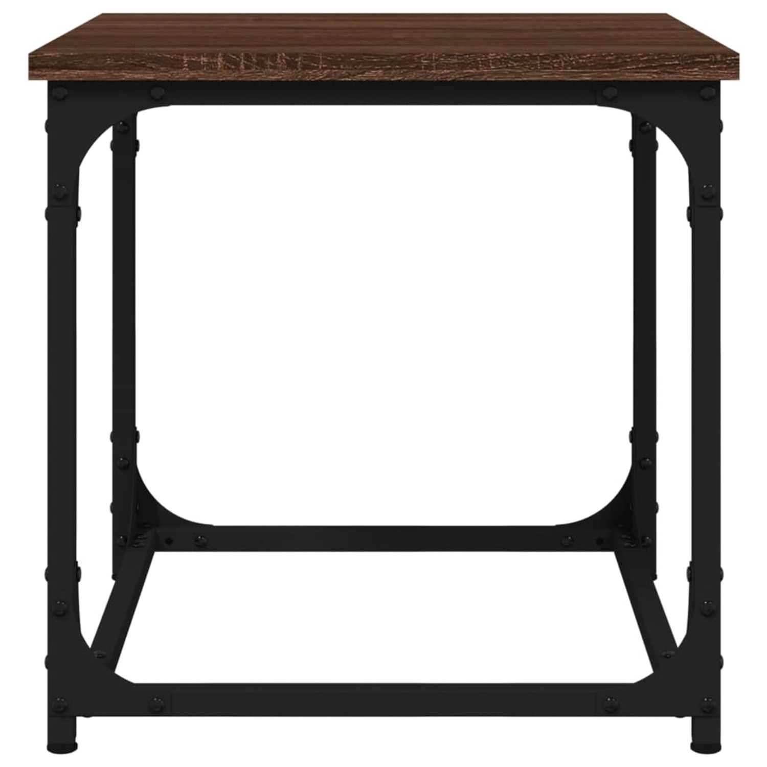 vidaXL Beistelltisch in Braun Eichen-Optik, 40x40 cm, mit schwarzem Stahlrahmen.