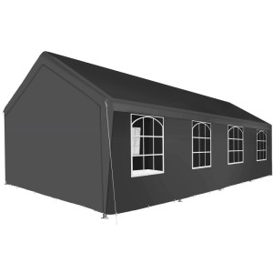 Tectake Partyzelt Mammut 8 x 4 M Im Stecksystem  800 x 400 x 315 cm Grau