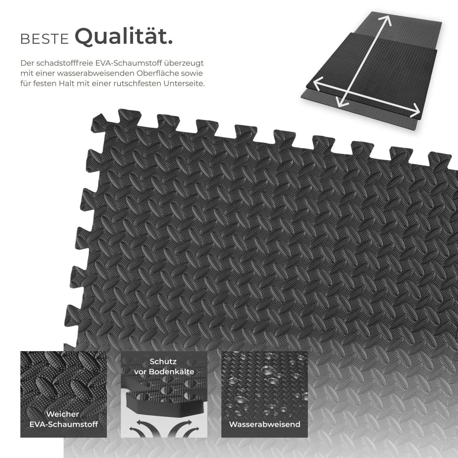Tectake Schutzmattenset  24 Teilig Mit 48 Randstücken Je 61 x 61 cm 24Er Set 362 x 246 x 1 20 cm Schwarz_3