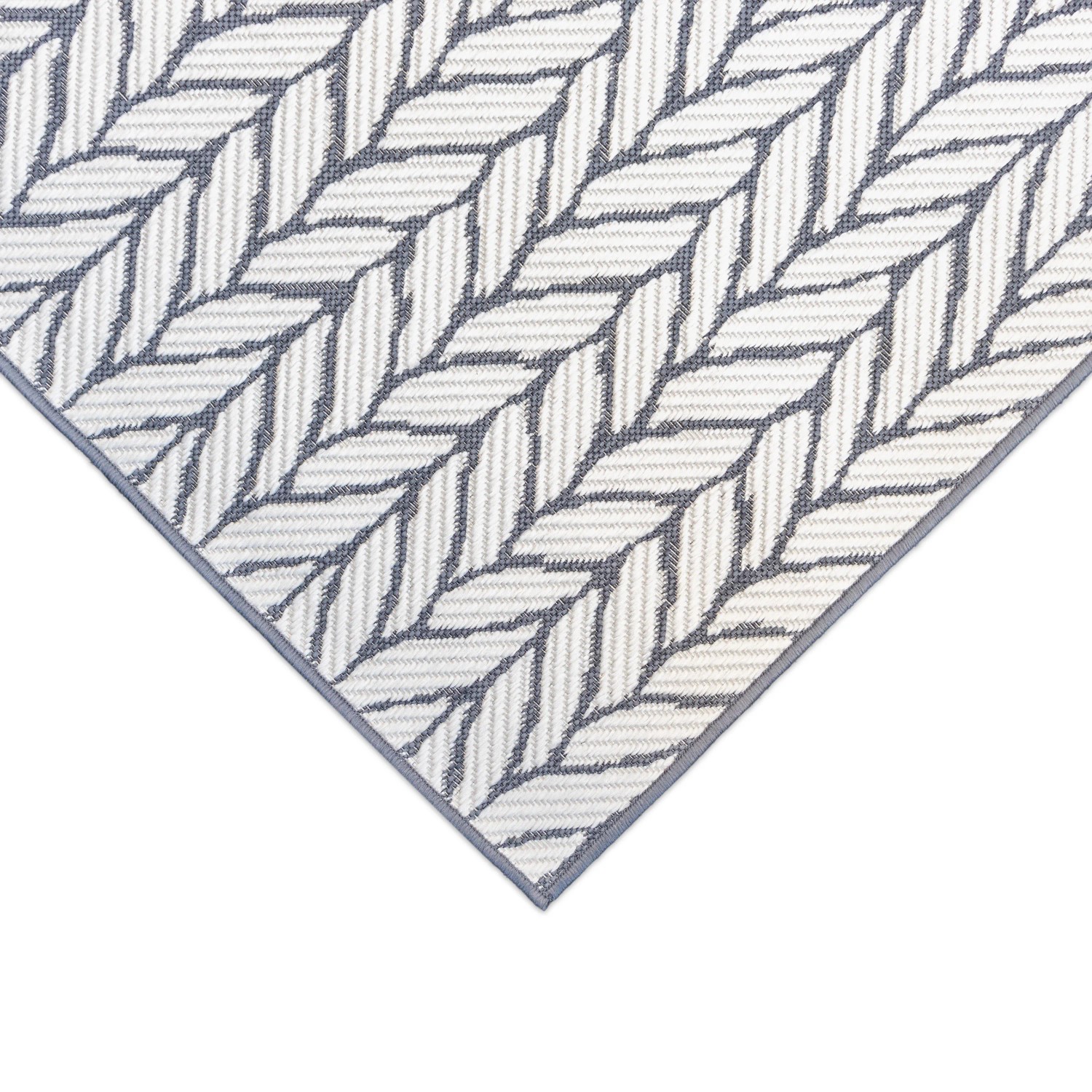Grauer Primaflor In- & Outdoorteppich (160x220cm) mit Strickmuster für Terrasse & Balkon.