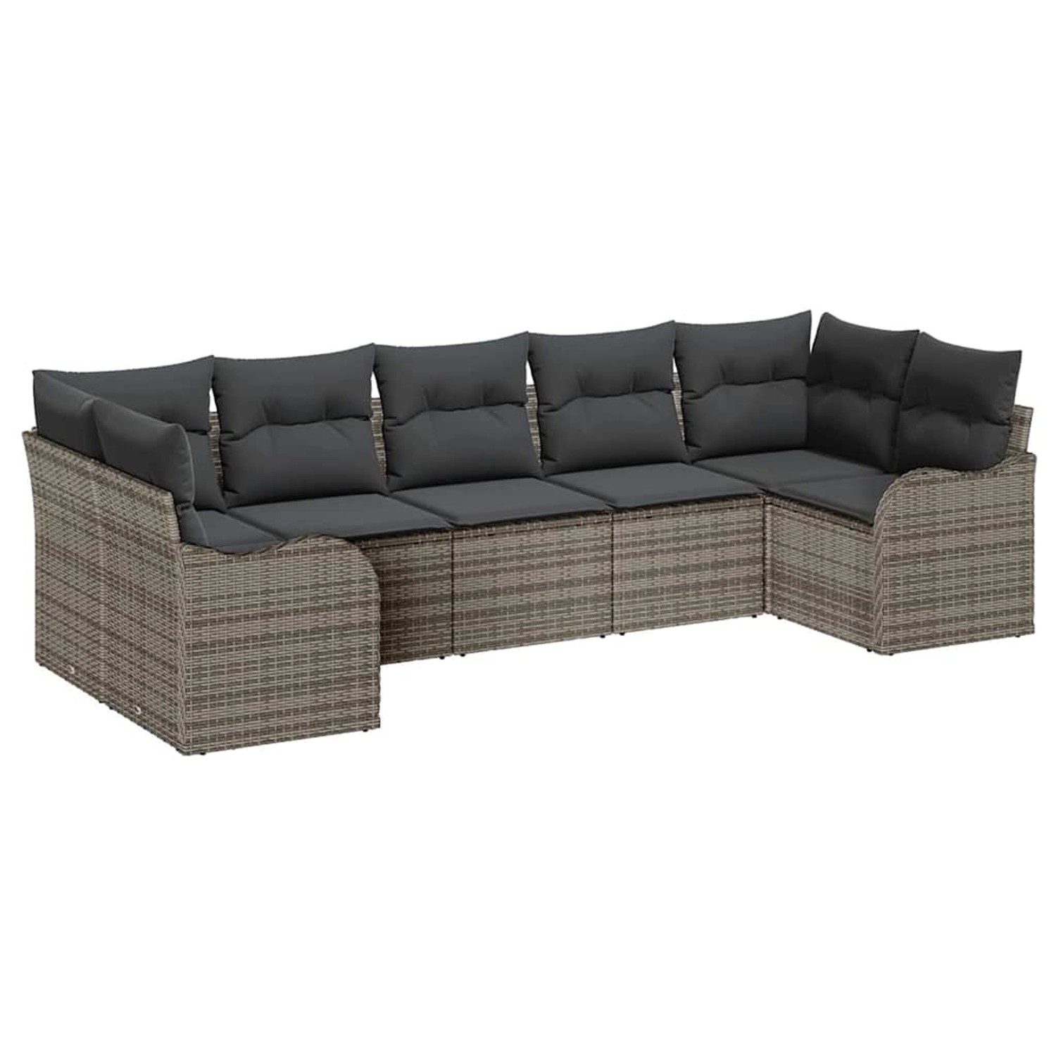 vidaXL 7-Teiliges Garten-Sofa Set mit Kissen Grau Poly Rattan 3345849 günstig online kaufen
