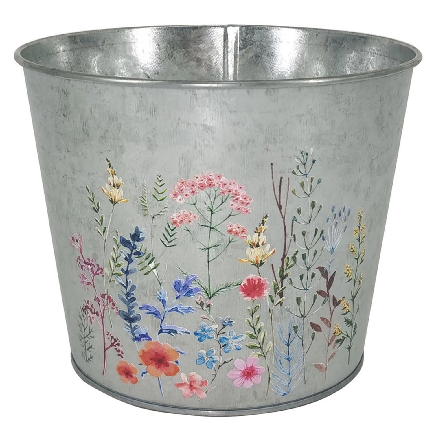 A.H.G.Übertopf Metall Verzinkt Rund Blumenaufdruck Ø 17,5 cm x 14 cm Silber günstig online kaufen