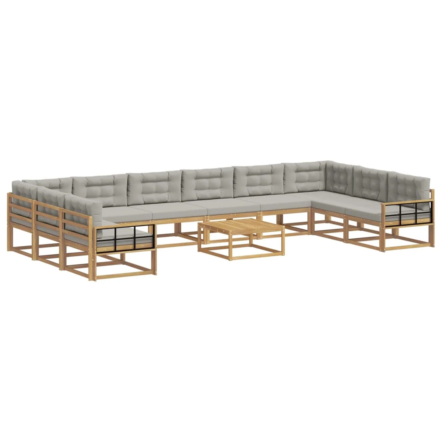 vidaXL Outdoor-Sofagarnitur mit Kissen 11 Stk Weiß und Hellgrau 3387150