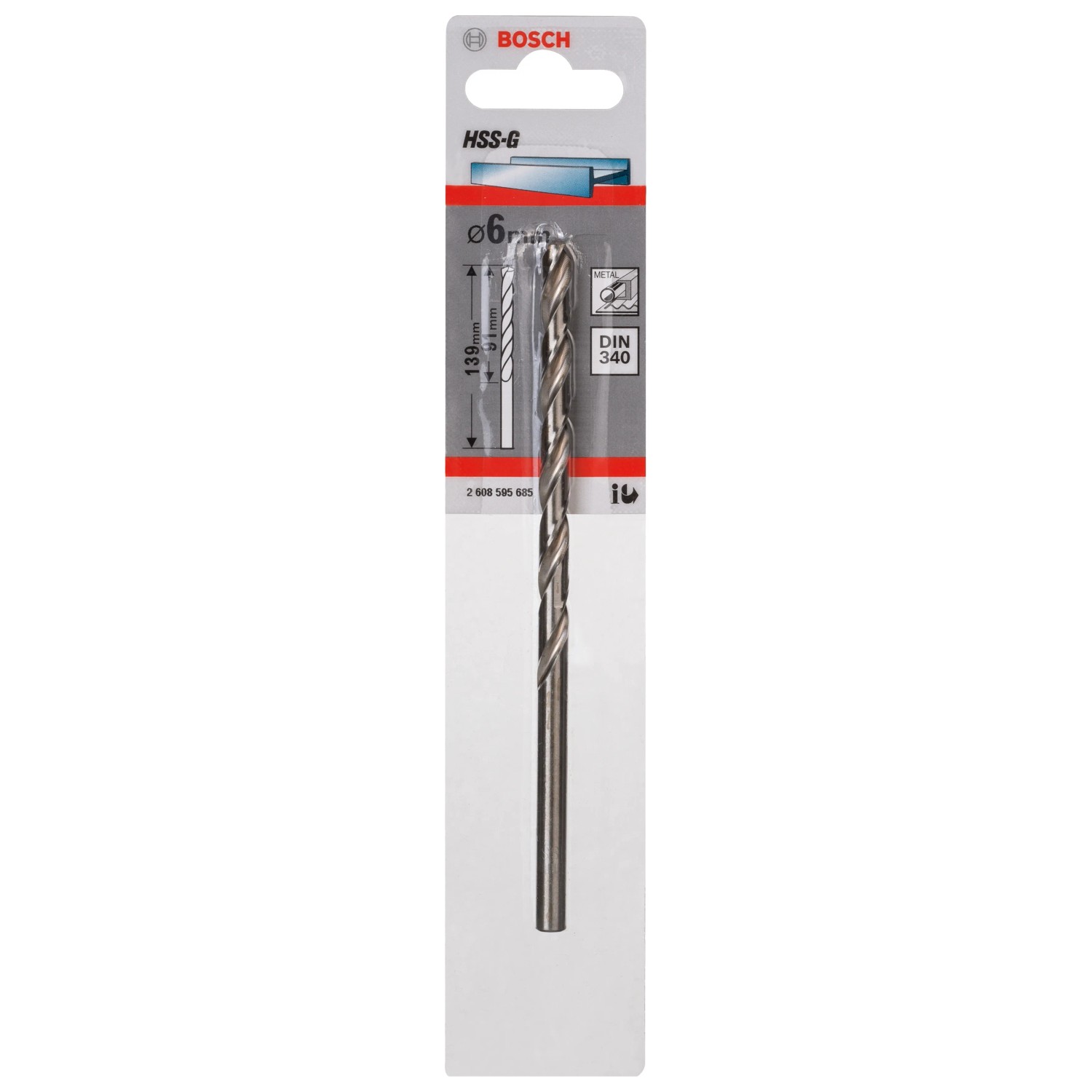 Bosch Metallbohrer HSS-G DIN 340 Ø 6 mm x 91 mm x 139 mm