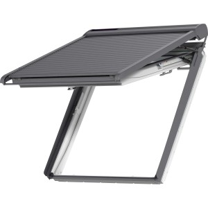 Velux Solar-Rollladen SST MK08, 78x140 cm, in Dunkelgrau. Fenster-Zubehör für Hitzeschutz und Verdunkelung.