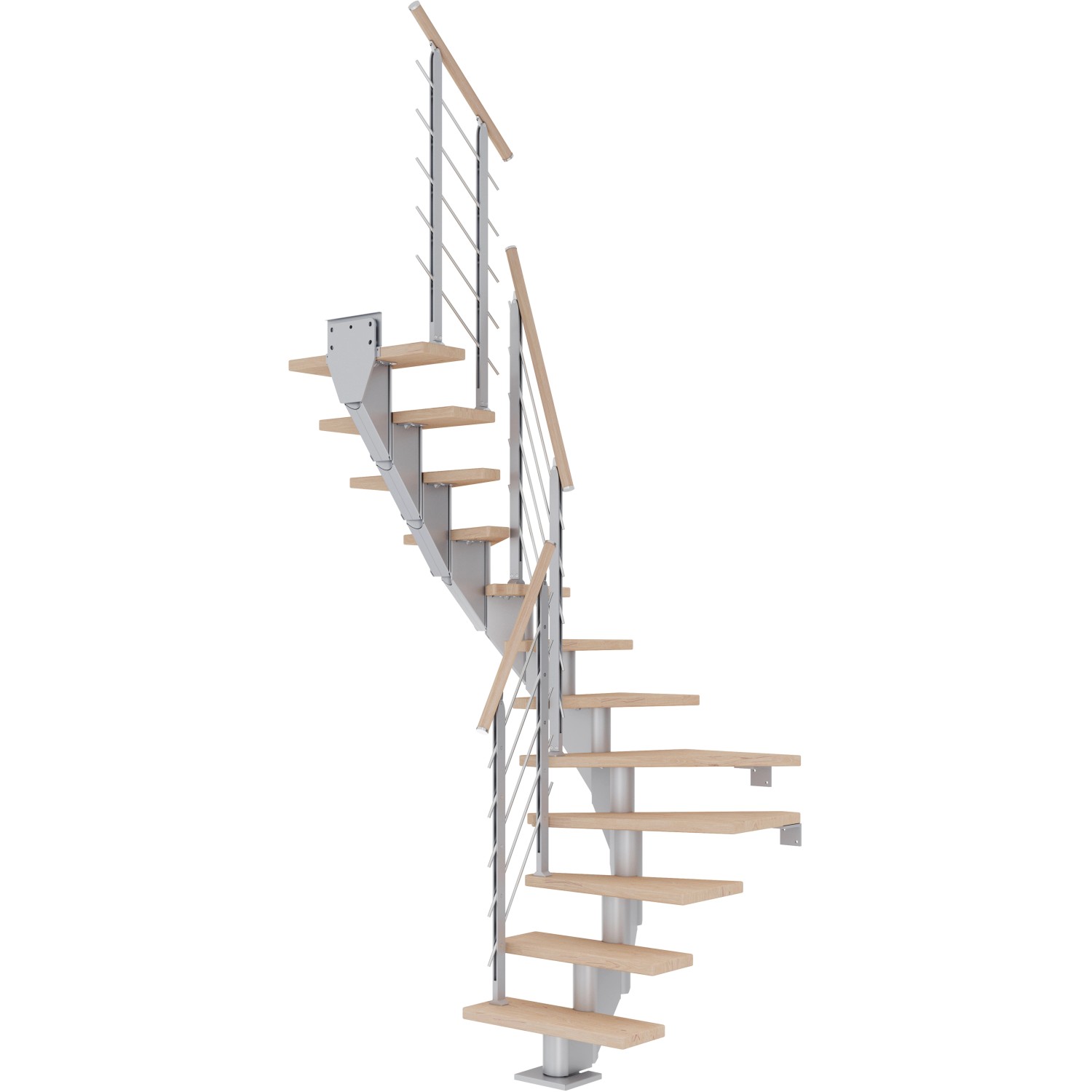 Dolle Mittelholmtreppe Frankfurt Eiche Weiß Perlgrau GH bis 279 cm 1/2 gew 75 cm