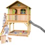 Axi Marc Spielhaus mit Rutsche, Sandkasten und Picknicktisch. Braun, grün und grau. Ideal für Kinder ab 3 Jahren.