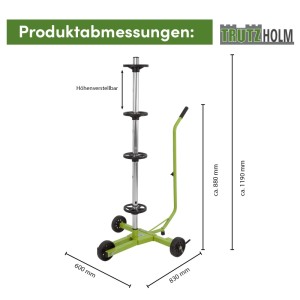TRUTZHOLM Felgenbaumwagen, fahrbar, mit Rädern, Traglast 100 kg, für Autoreifen.