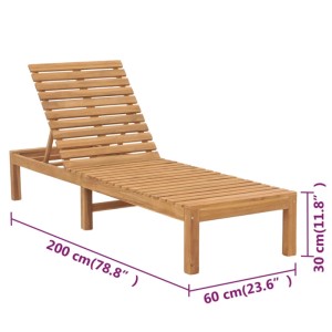 Sonnenliege aus Teakholz, 2er Set, mit verstellbarer Rückenlehne. Ideal für Garten und Terrasse.