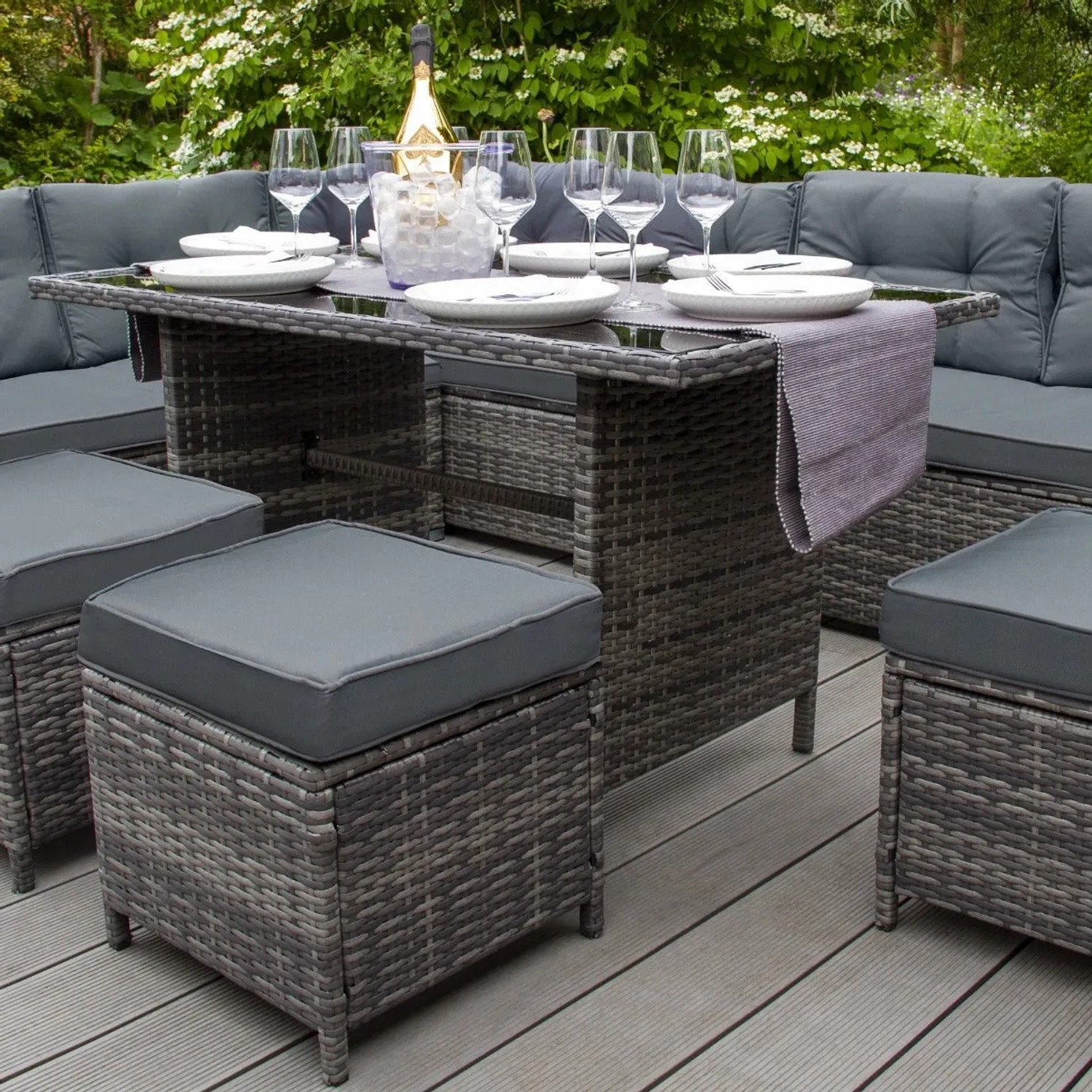 Monstershop Garten Lounge Set Polyrattan Grau kaufen bei OBI