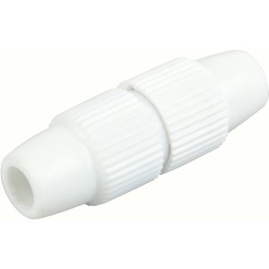 Weißer Schwaiger Koax-Kabelverbinder Export für Antennenkabel, schraubbar.