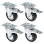 4 HMF Schwerlastrollen mit Bremse, 100 mm Vollgummi-Räder, verzinktes Stahlgehäuse. Ideal für Möbel, Maschinen.