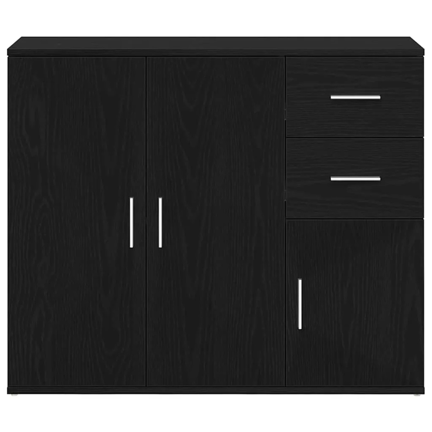 vidaXL Sideboard in Schwarz Eiche Optik, Kommode mit Schubladen und Türen.