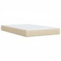 Boxspringbett creme, 120x190 cm. Stoffbezug, inklusive Matratze und Auflage.