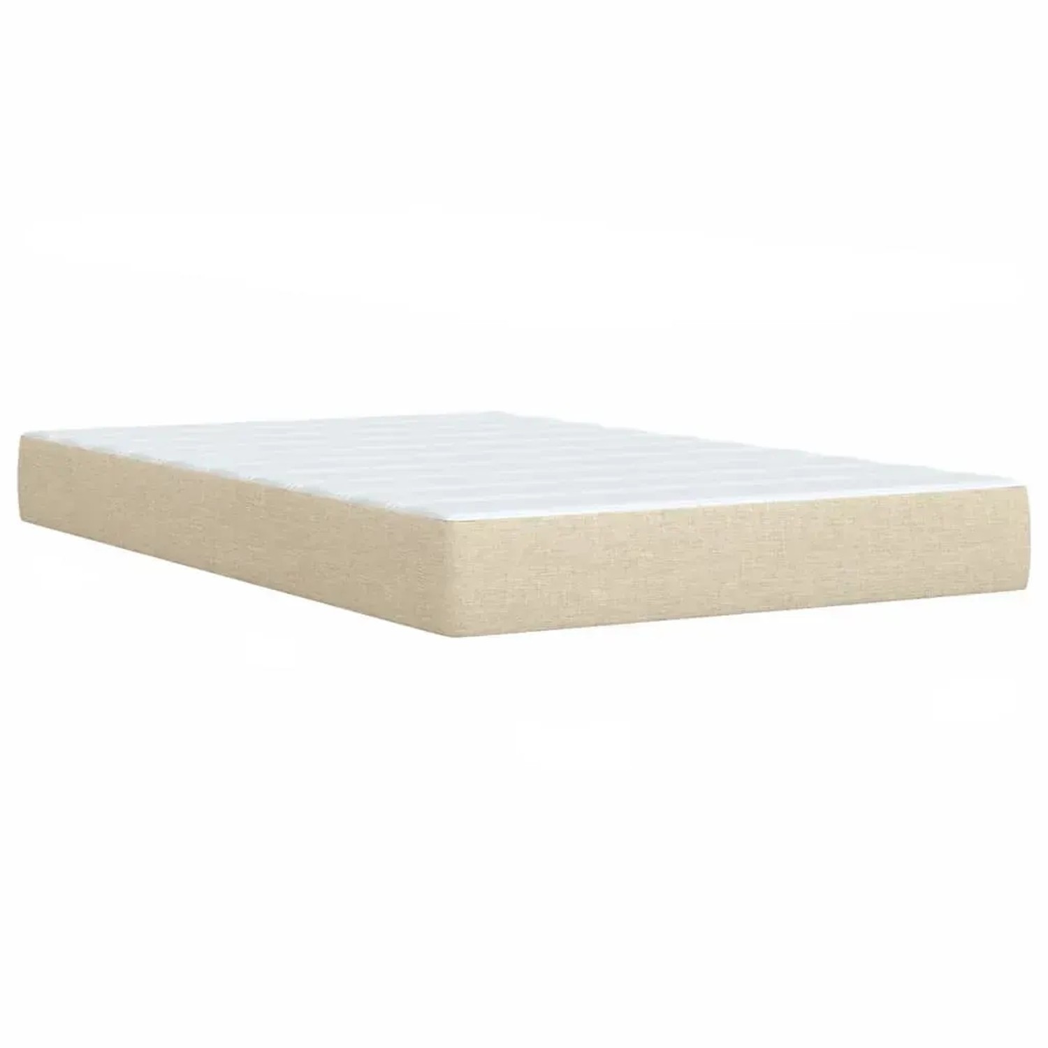 Boxspringbett creme, 120x190 cm. Stoffbezug, inklusive Matratze und Auflage.