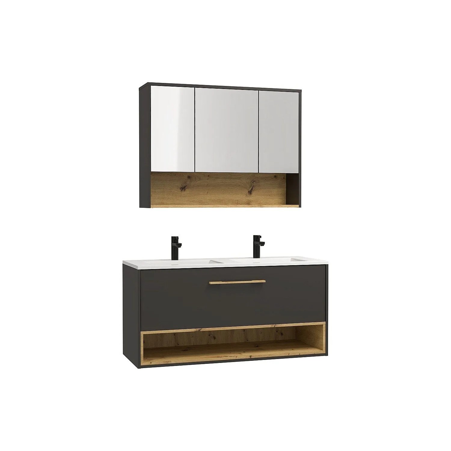 Vente-unique Badmöbel-Set Yangra Anthrazitgrau 120 cm