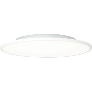 Rundes, weißes LED-Panel Buffi von Brilliant, Ø 45 cm, für Deckenmontage und Innenräume.