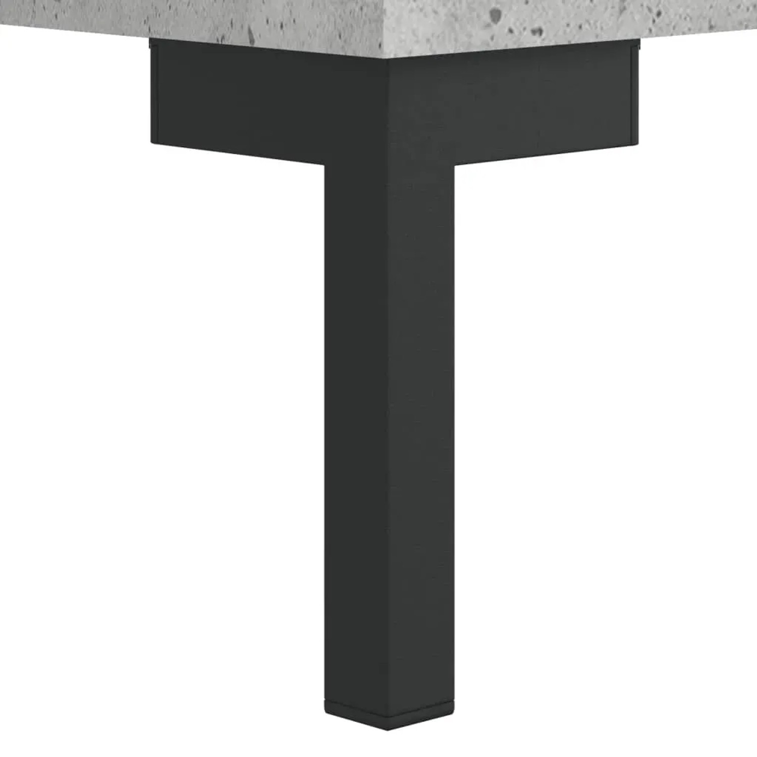 Detailansicht: Betongrauer Couchtisch mit Eisenbeinen, Teil des 2er Sets von vidaXL.