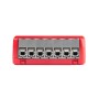 Rotes Shelly Smart-Relais 1PM Gen4 für die Hausautomation, Detailansicht der Anschlüsse.