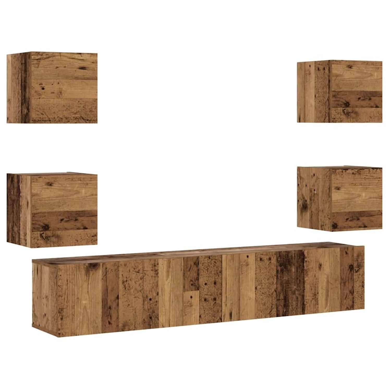 vidaXL TV-Wandschränke 6 Stk Altholz-Optik Holzwerkstoff 3328967