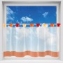 Orange-rote Bistrogardine mit Schlaufen (150x45 cm) am Fenster, Fenstervorhang.