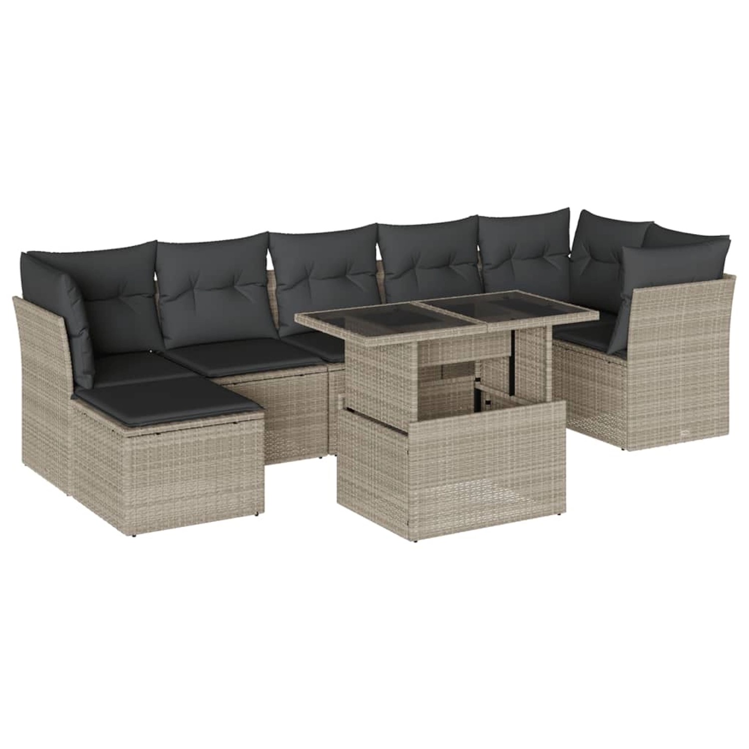 vidaXL 8-Tlg Garten-Sofagarnitur mit Kissen Hellgrau Poly Rattan 3266752 günstig online kaufen