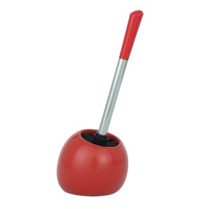 Wenko WC-Garnitur Polaris Red: Rote WC-Bürste mit Halter aus Keramik.