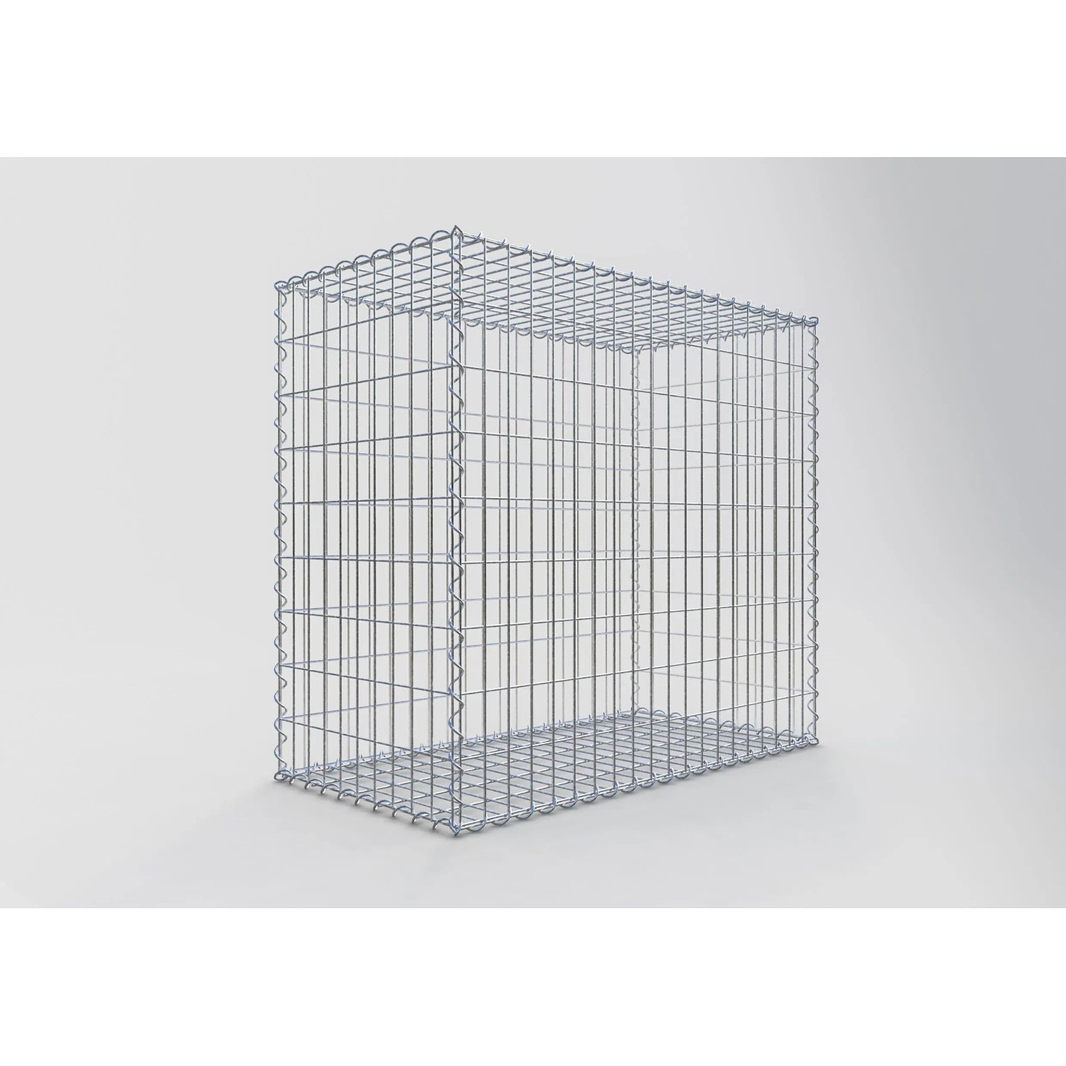 Leerer Gabiona Gabionenkorb, 90x100x50 cm, Maschenweite 5x10 cm, aus verzinktem Draht.