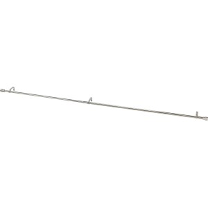 Verstellbare Gardinenstange, 120-210 cm, gebürstetes Silber, mit Halterungen und Endstücken.