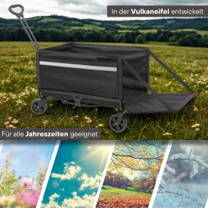 Albatros Bollerwagen, klappbar, 120L, mit Getränkehalter und Flaschenöffner im Grünen.