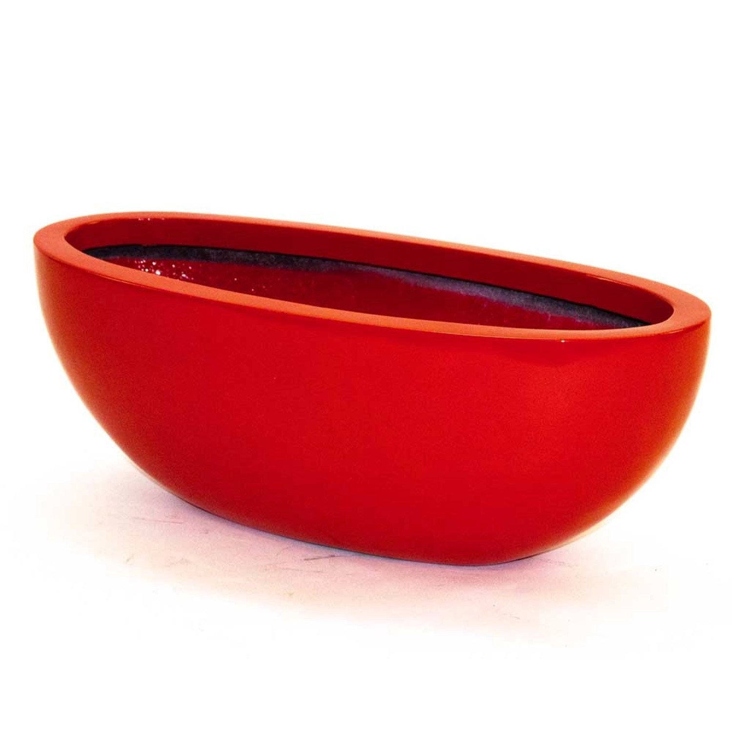 Elegant Einrichten Pflanzkübel Fiberglas Oval 51x23xH18cm Hochglanz-Rot günstig online kaufen