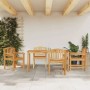5-tlg. Garten Essgruppe aus massivem Teakholz mit Tisch und vier Stühlen.