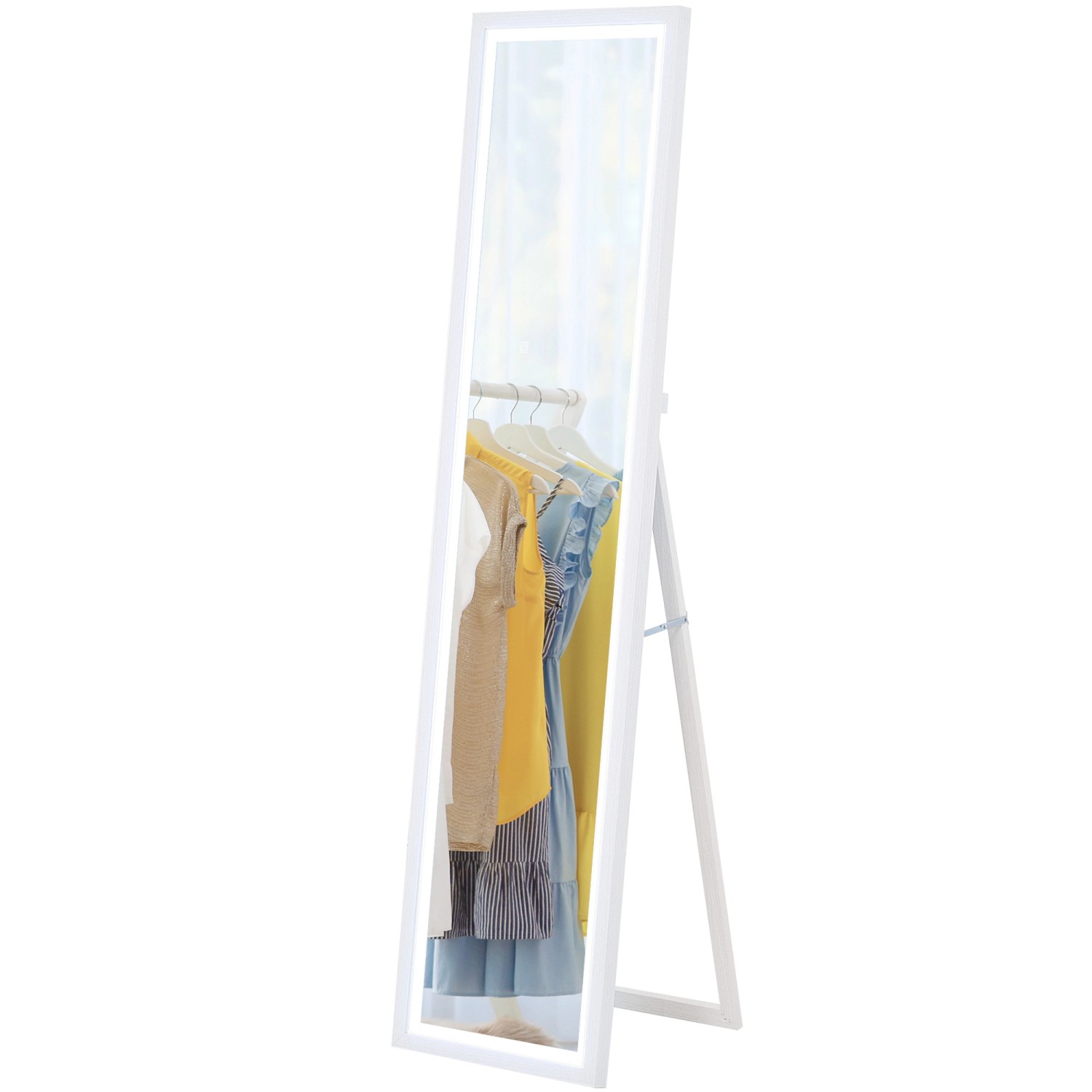 HOMCOM Ganzkörperspiegel Hartglas MDF Weiß 40L x 5B x 160H cm günstig online kaufen