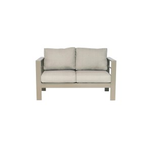 MeXo Gartensofa, 2-Sitzer, Beige, mit wetterfestem Aluminiumrahmen und weichen Kissen.