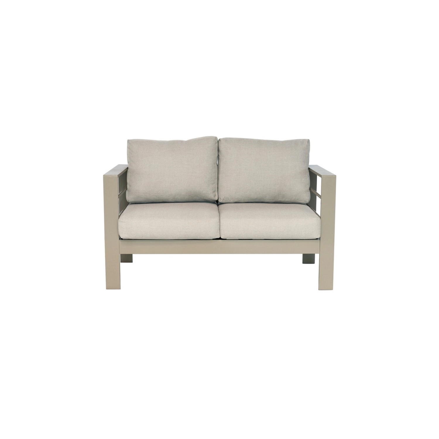 MeXo Gartensofa für Balkon 2 Sitzer Aluminium Outdoor Wetterfest Beige