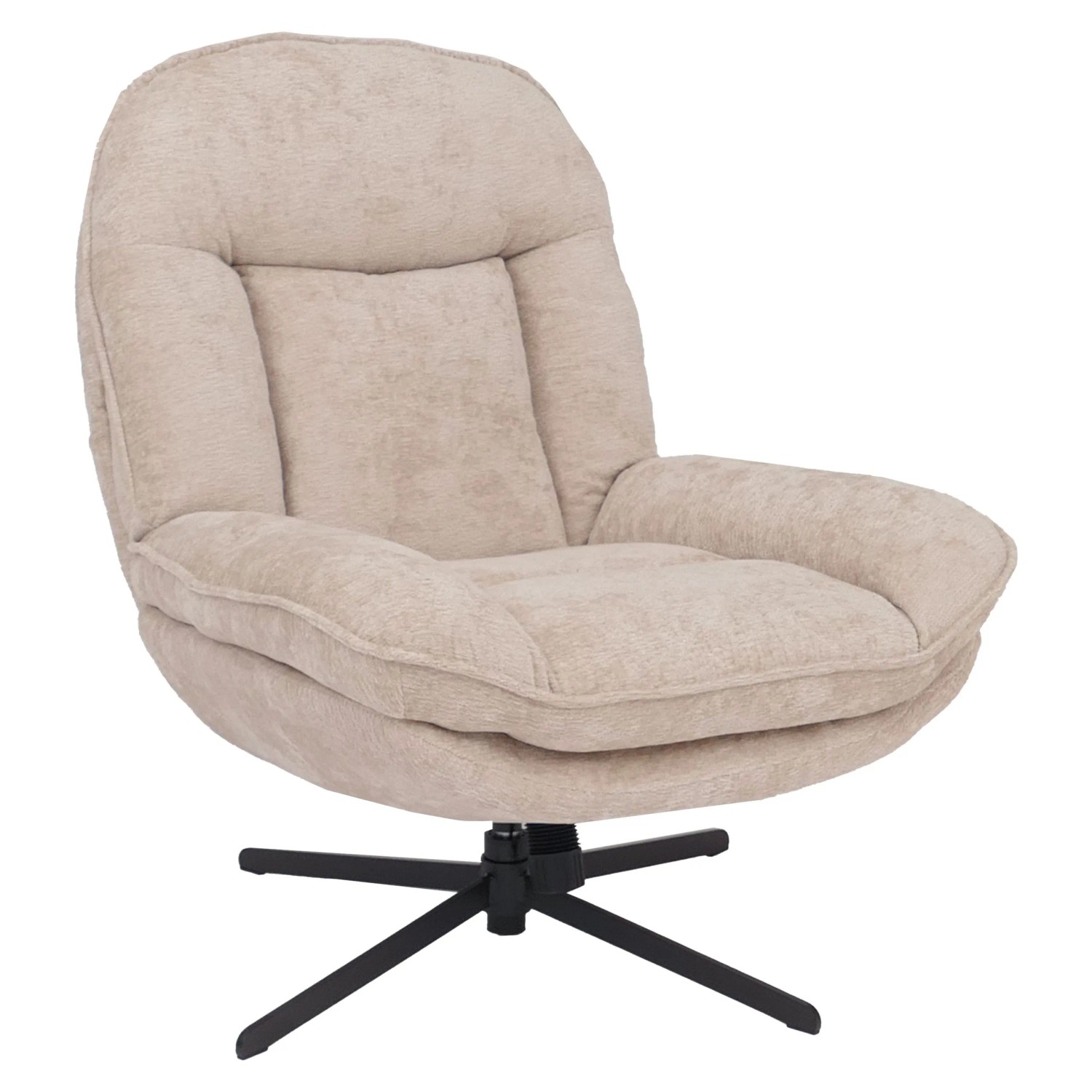 Mcw Relaxsessel P32 Drehbar Metall Stoff/Textil Chenille Creme