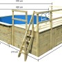 Karibu Pool Modell 2 D KDI Holzpool mit Leiter und umlaufender Holzterrasse.