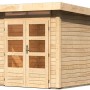 Unbehandeltes Karibu Holz-Gartenhaus Kumla 1 mit Pultdach, 200x200 cm.