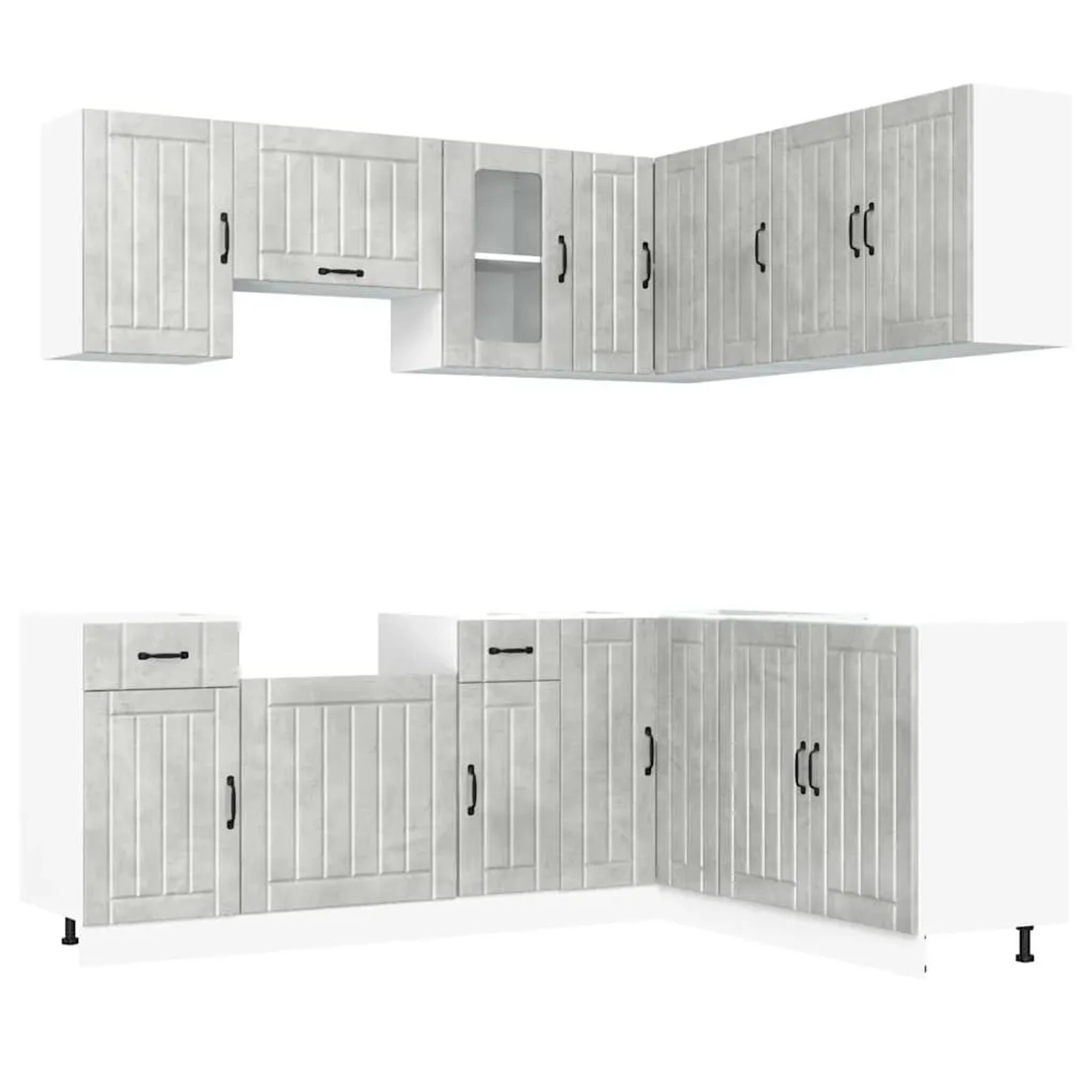 vidaXL 11 Tlg Küchenschrank-Set Lucca Betongrau Holzwerkstoff 3314955
