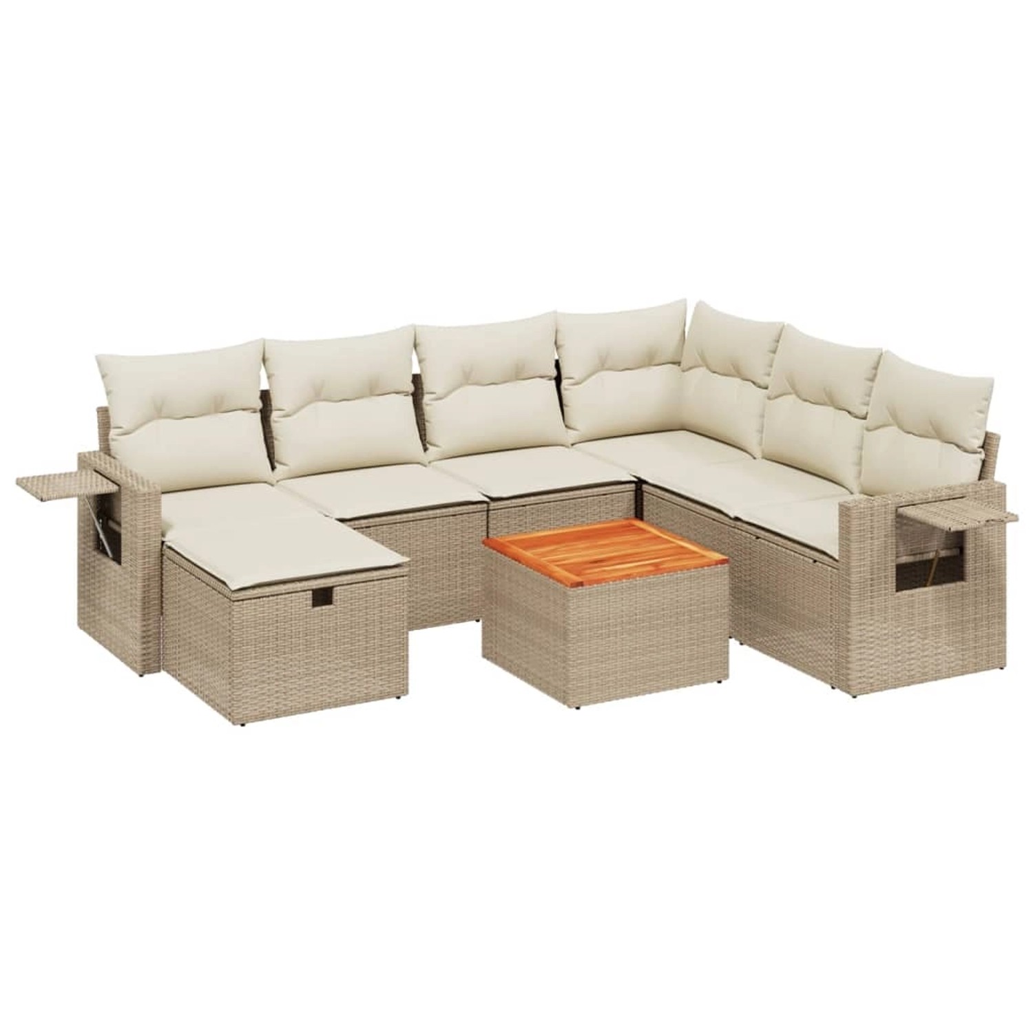 vidaXL 8-Tlg Garten-Sofagarnitur mit Kissen Beige Poly Rattan 3264964 günstig online kaufen