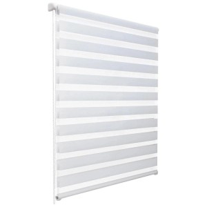 Weißes Sol Royal Doppelrollo SolDecor DL2, 105x150cm, für Fenster, mit Streifenmuster.