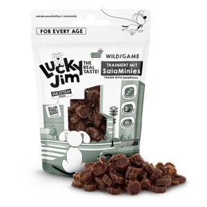 Lucky Jim SalaMinies Wild, Hunde-Belohnungssnacks mit Wildfleisch, 70g Packung.