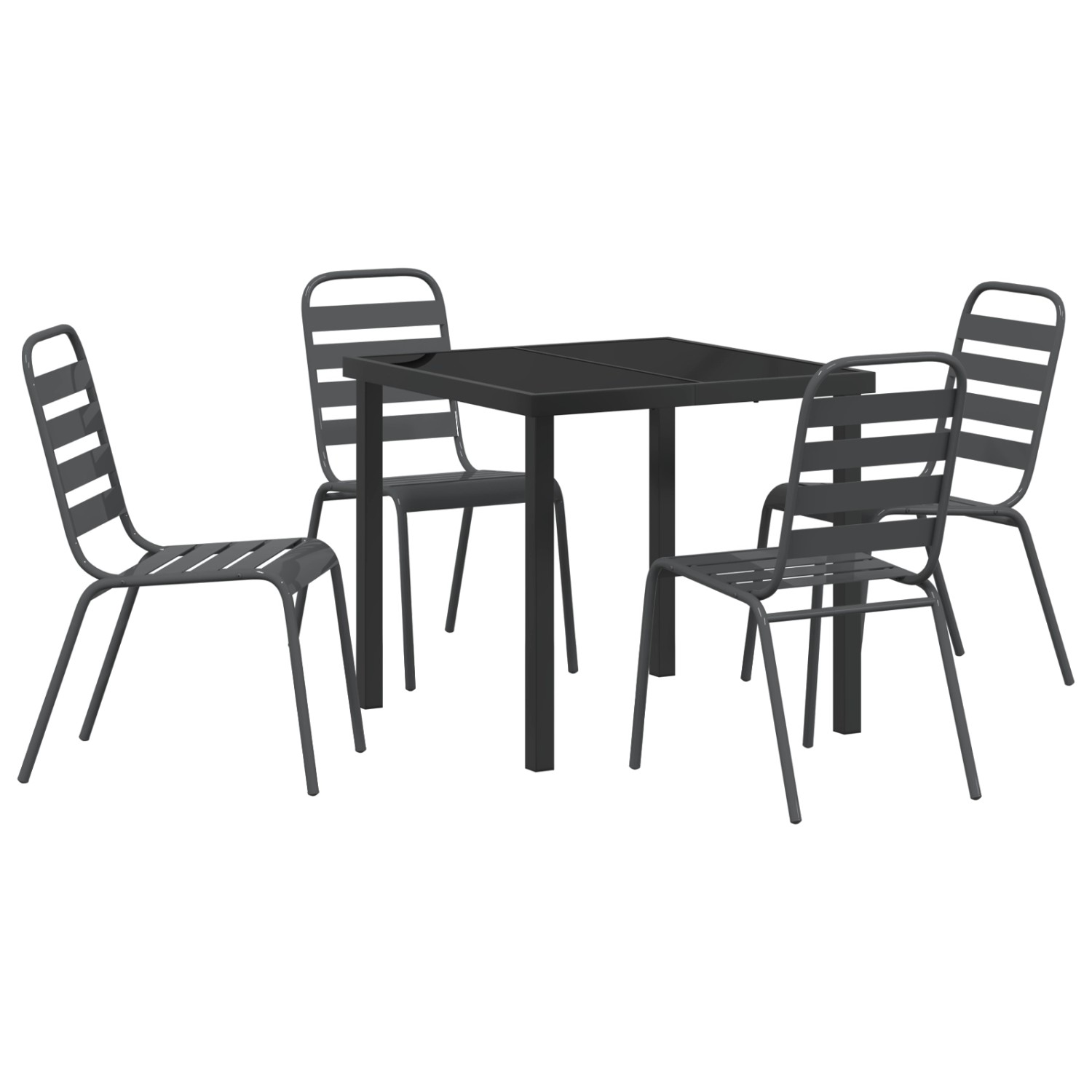 vidaXL Garten Essgruppe 5-Tlg Dunkelgrau Stahl 3379297 günstig online kaufen