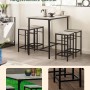 SoBuy Essgruppe OGT11-HG: Bartisch-Set mit 4 Hockern, grau-schwarz, ideal für kleine Räume.