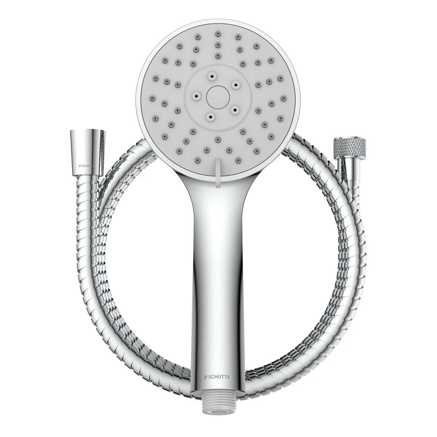 Schütte Handbrause-Set Napoli Chrom mit Brauseschlauch, Antikalk-Noppen und Wasserstopp.
