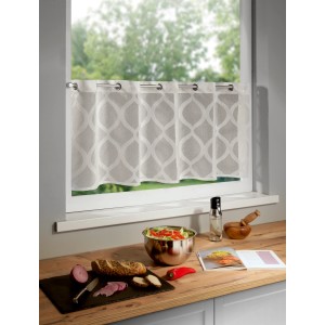 Weißes Neusser Collection Ösenpanneau 50x135 cm mit Wellenmuster am Fenster.