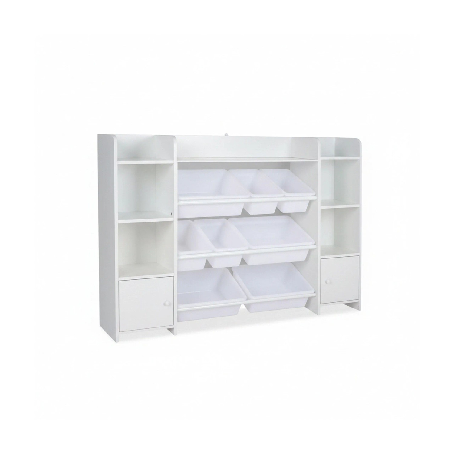 Relaxdays Kinderregal MDF Kunststoff Weiß mit Boxen 94 cm x 139 cm x 30 cm